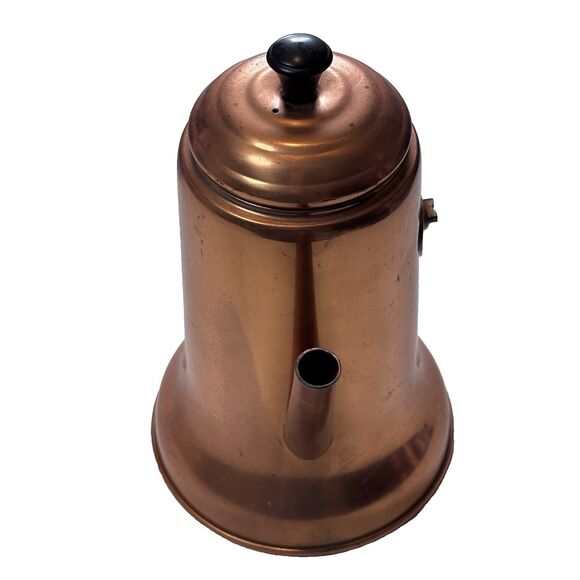 Vintage Copper Craft Guild Wood Side Handle Turkish Coffee Tea Pot No Handle - Picture 2 of 11